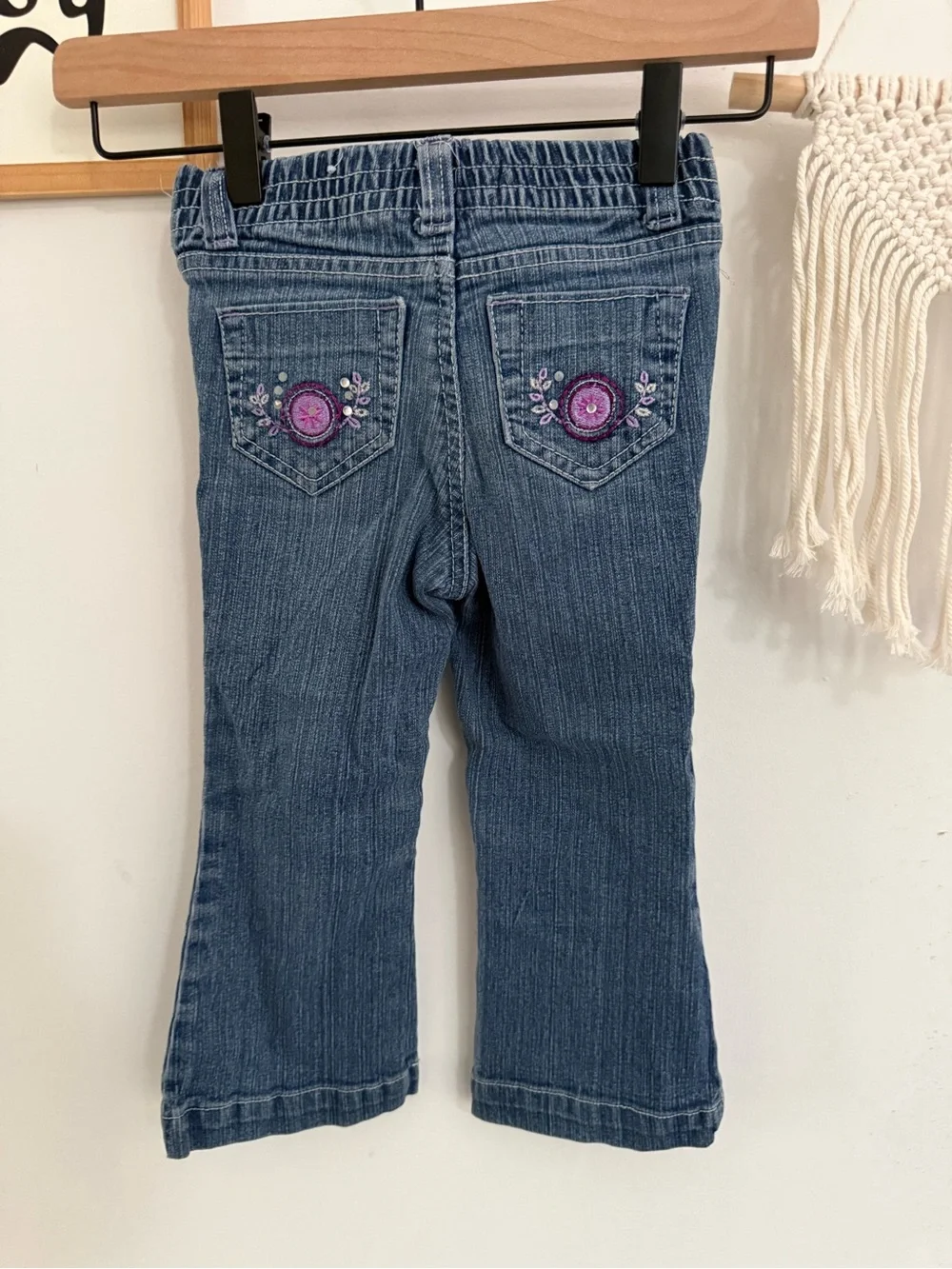 Y2K Paris Blues - 3T - embroidered bootcut denim